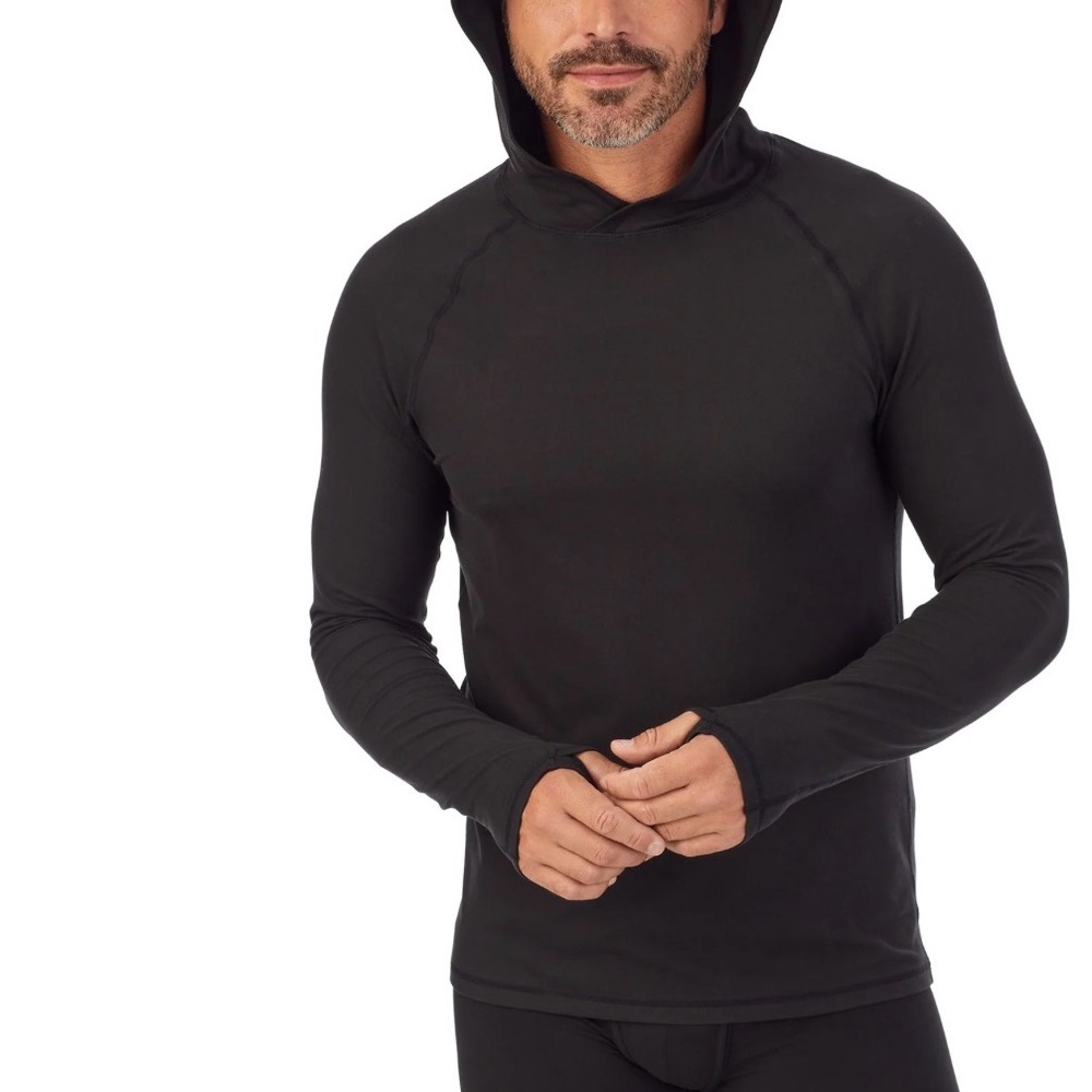 * NWT - Cuddl Duds Men's Long Sleeve Black Hoodie Top (sz Men’s medium)